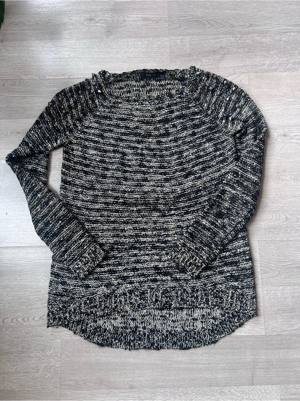 Dex Black and White Marled Crewneck Sweater